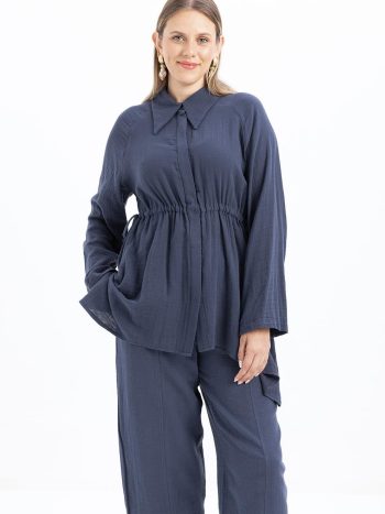 Indigo Asymmetric Cut Buttoned Shirt
