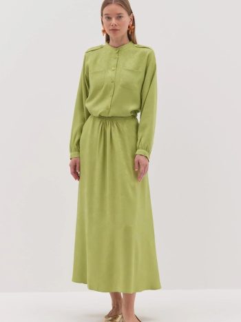 Jacquard Women's Suit in Avocado Green