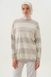 Thick Striped Knit Tunic - Gray
