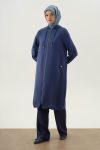 Hooded Waist-Cut Coat - Indigo