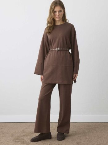 Coffee Set with Belt Detail Pants