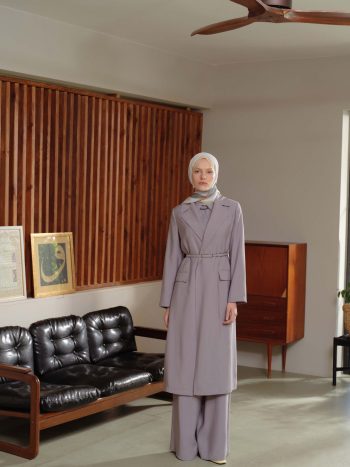 Belted Long Coat - Grey