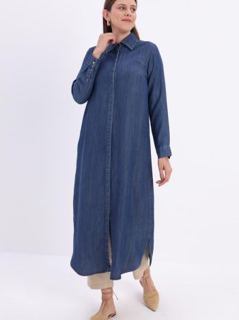 Dark Blue-Denim Long Shirt Tunic