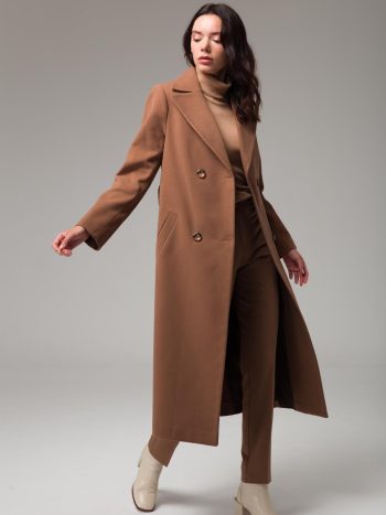 Kruvaze Belden Bağlamalı Ara Boy Kaban TABA 3754