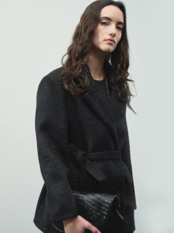 Notched Lapel Double-Breasted Cashmere Blazer Black Jacket