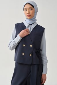 Crossover Mini Vest - Navy Blue