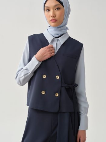 Crossover Mini Vest - Navy Blue