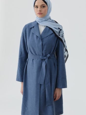 Belted Jacquard Jacket - Indigo