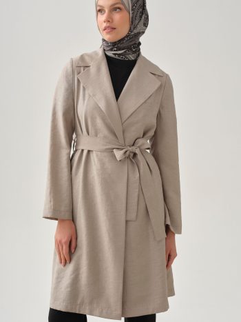 Belted Jacquard Jacket - Stone