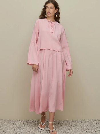Pink Modal Eyelet Skirt Set