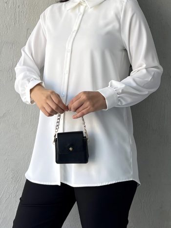 Embellished Collar Shirt in Ecru