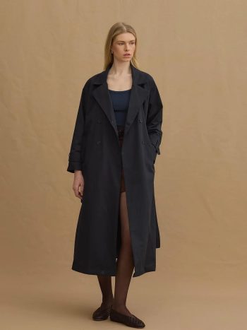 Maxi Trençkot Lacivert