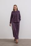 Melosh Zippered and Pleated Skirt Suit in Purple