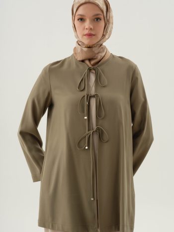 Front Tie Detail Kimono - Khaki