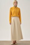 Pleated Skirt with Thin Belt - Ecru