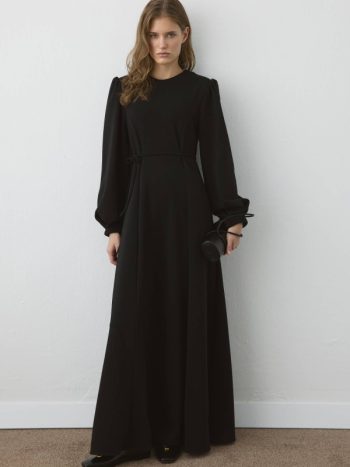 Premium Black Dress with Waist Seam Detail