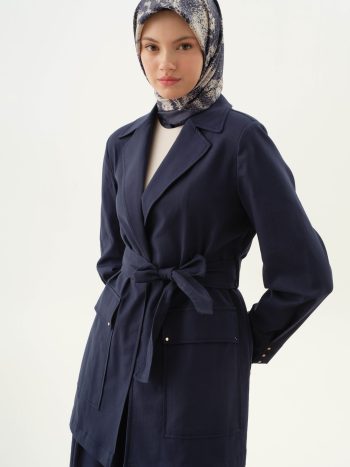 Riveted Belted Jacket - Navy
