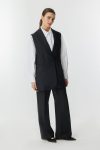 Black Crepe Shawl Collar Vest Set