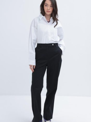 Siyah-Boru Paça Pantolon