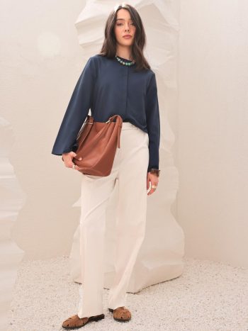 Stone-Wash Flared Pants