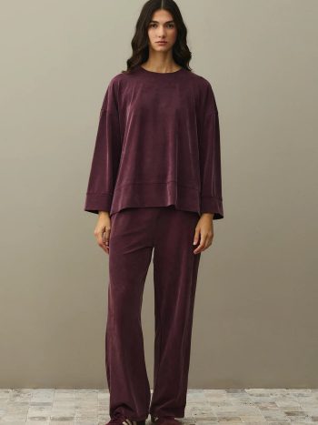 Tencel Modal Palazzo Takım Bordo