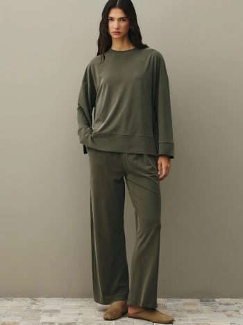 Tencel Modal Palazzo Set in Moss Green