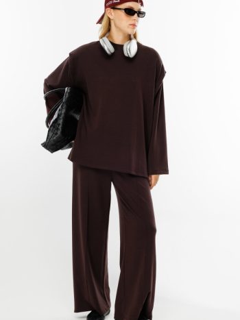 Acı Kahve Color Compact Cotton Raglan Sweatshirt