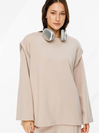 Vatkalı Compact Pamuk Taş Sweatshirt