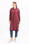Vişne01 - Stone Buttoned Modal Shirt Tunic