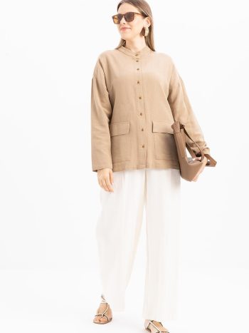 Mink-Large Pocket Linen Shirt