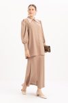 Mink-Sleeve Gathered Stylish Buttoned Shirt