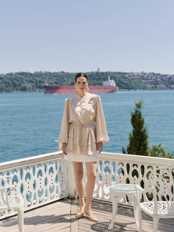 VOLAN SATEN TUNİK BEJ