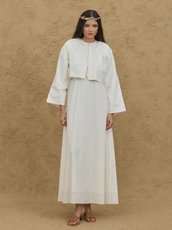 Ecru Voile Jacket Dress Set