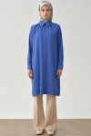 Gathered Collar Aller Detail Tunic - Indigo