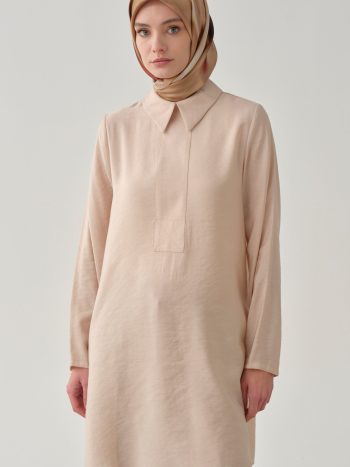 Half Placket Detailed Tunic - Beige