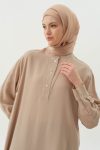 Asymmetric Tunic with Half Placket - Beige