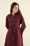100% Linen Patchwork Tunic in Dark Burgundy