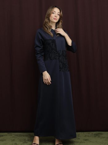 Women's Lace Detail Dress - 12653ELB - NAVY