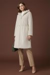 Women's Hooded Belted Fleece Coat - 15236KBN - STONE