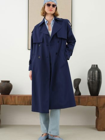 Long Classic Trenchcoat Midnight Blue
