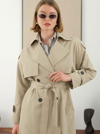 Long Classic Trenchcoat Sage Green