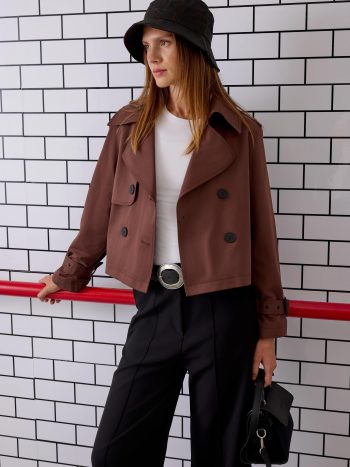 Short Trench Coat Brown