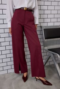 Yırtmaç Detaylı Bordo Pantolon