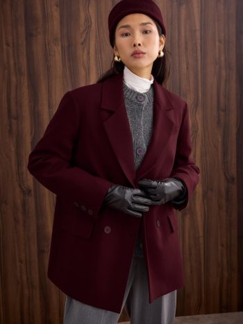 Bordeaux Thin Cashmere Crepe Jacket
