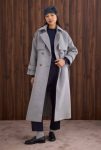 Windproof Long Gray Melange Coat