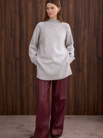 Basic Turtleneck Sweater Light Gray
