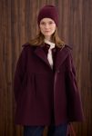 Burgundy Coat with Gather Details