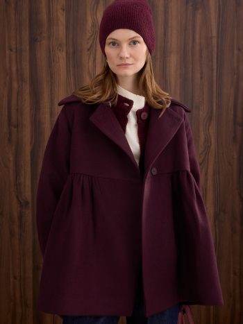 Burgundy Coat with Gather Details