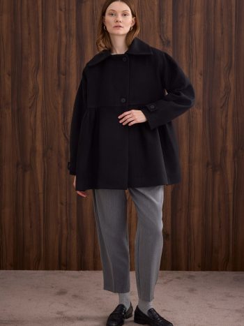 Gathered Detail Black Coat