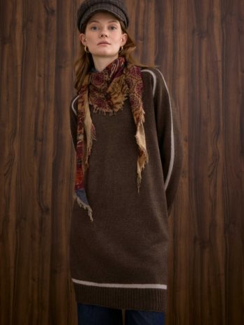 Mock Turtleneck Knitwear Sweater Bitter Brown